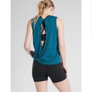 Athleta Teal Sleeveless Drape Back Tank